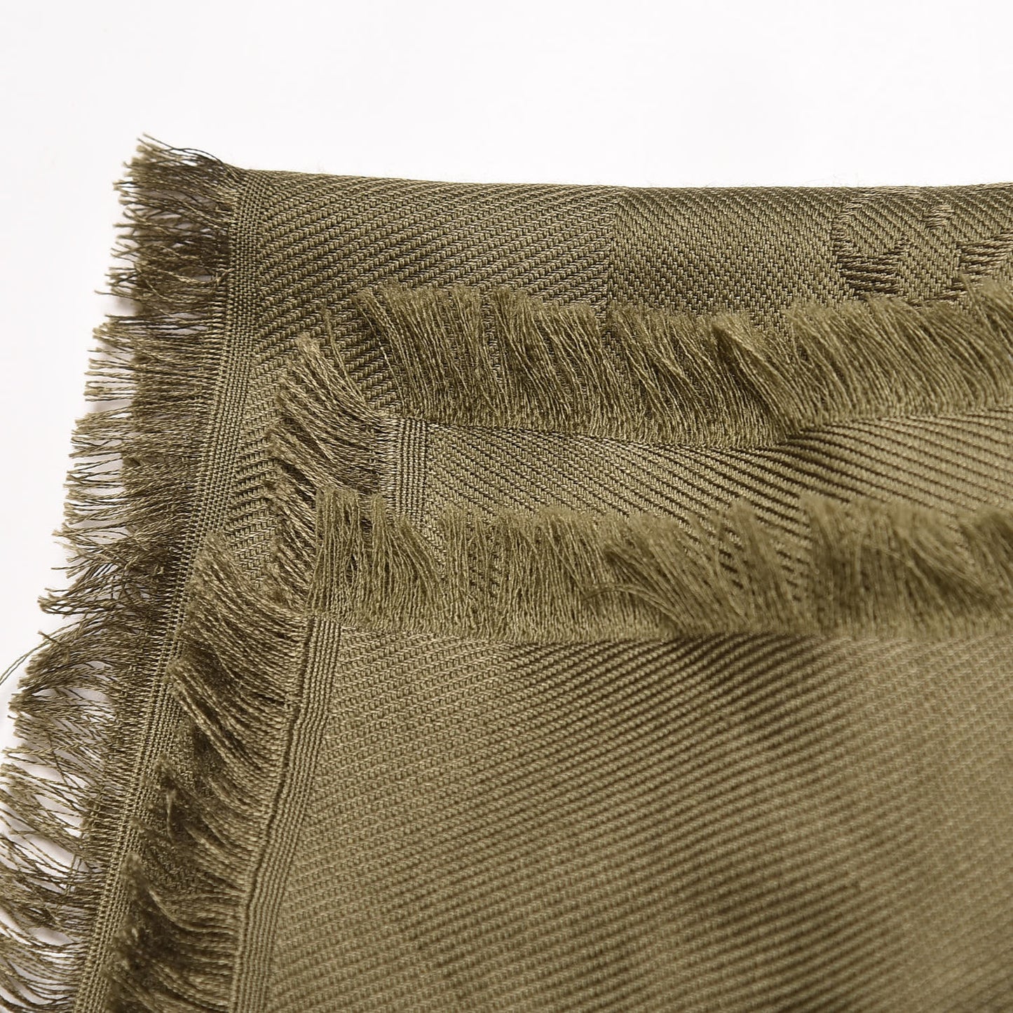 Silk Wool Monogram Shawl Kaki