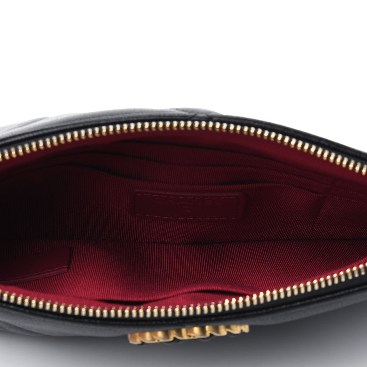 Shiny Goatskin Quilted Small Chanel 19 Pouch Black
