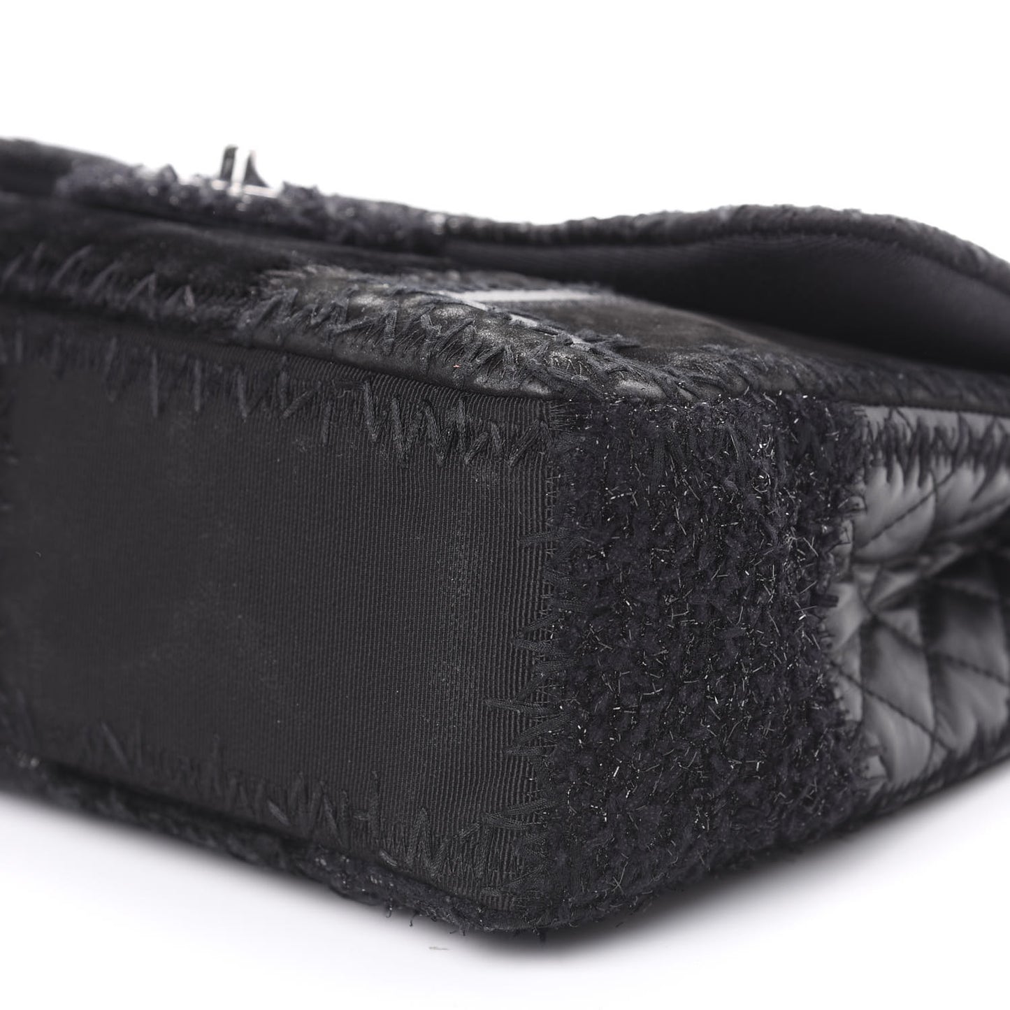 Tweed Patchwork Jumbo Single Flap Black