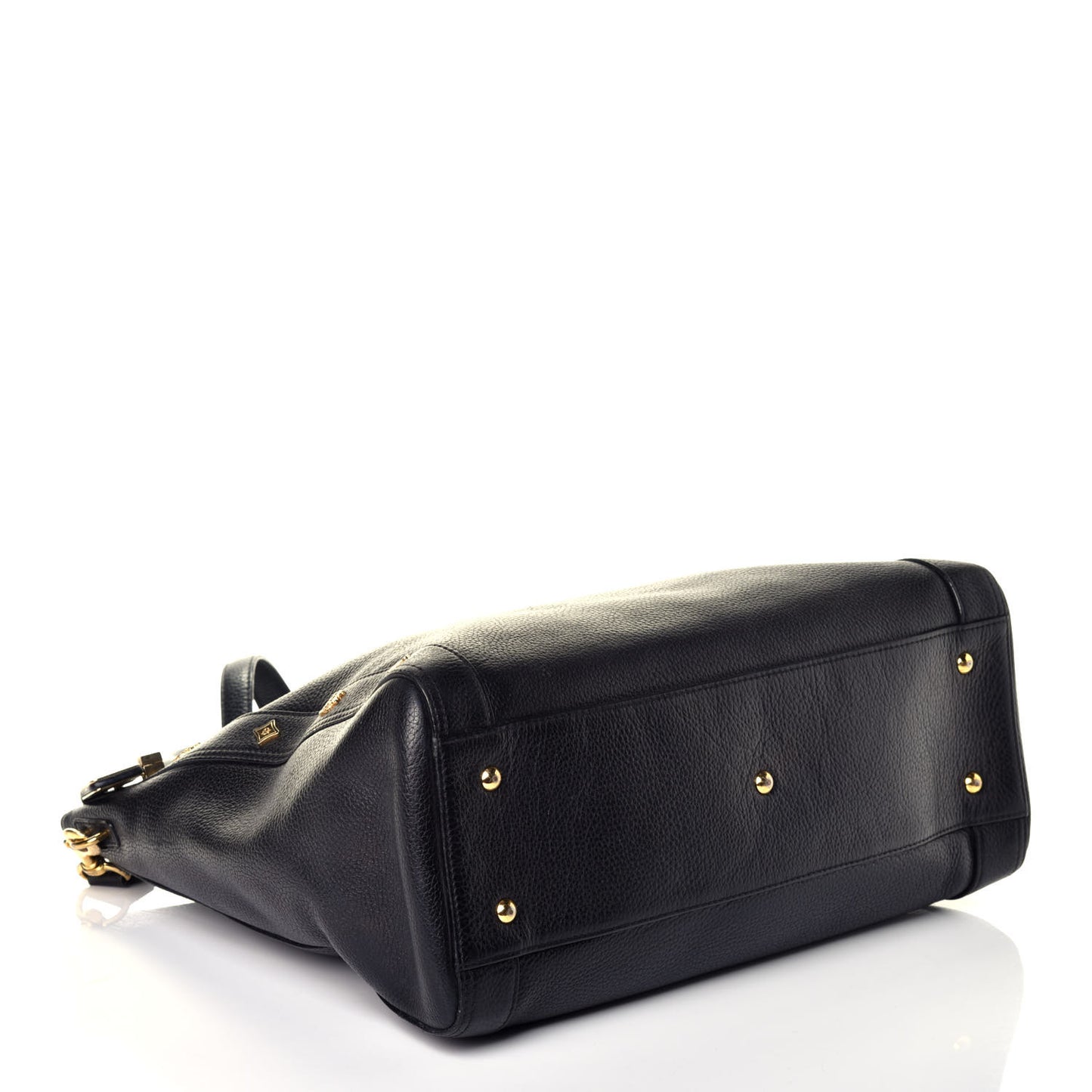 Grained Calfskin Studded Tote Black