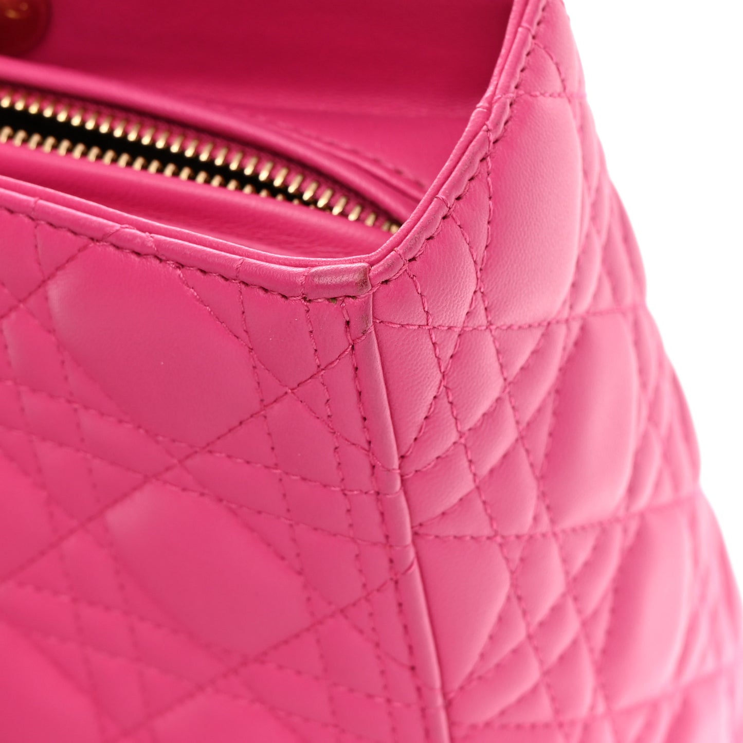 Lambskin Cannage Large Lady Dior Fuchsia