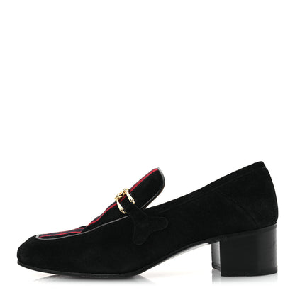 Gucci Suede Web Womens Loafers 38.5 Black 1 of 15