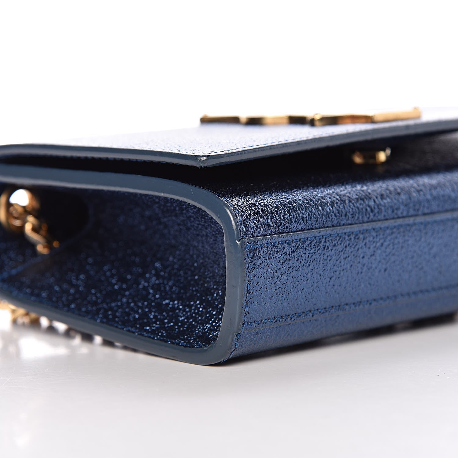 Saint Laurent Metallic Calfskin Small Monogram Kate Satchel Navy 10 of 11