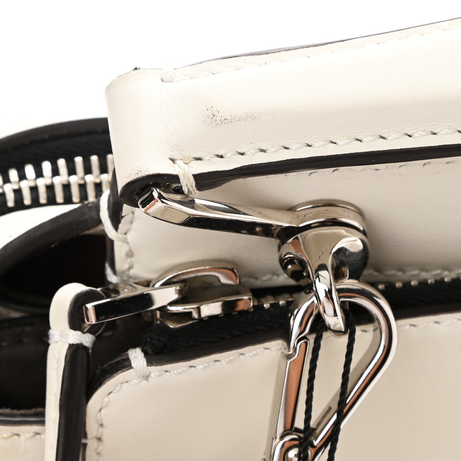 Fendi Vitello Baltico Dolce Shiny Nappa Lace Up DotCom Satchel White Parrot 13 of 13