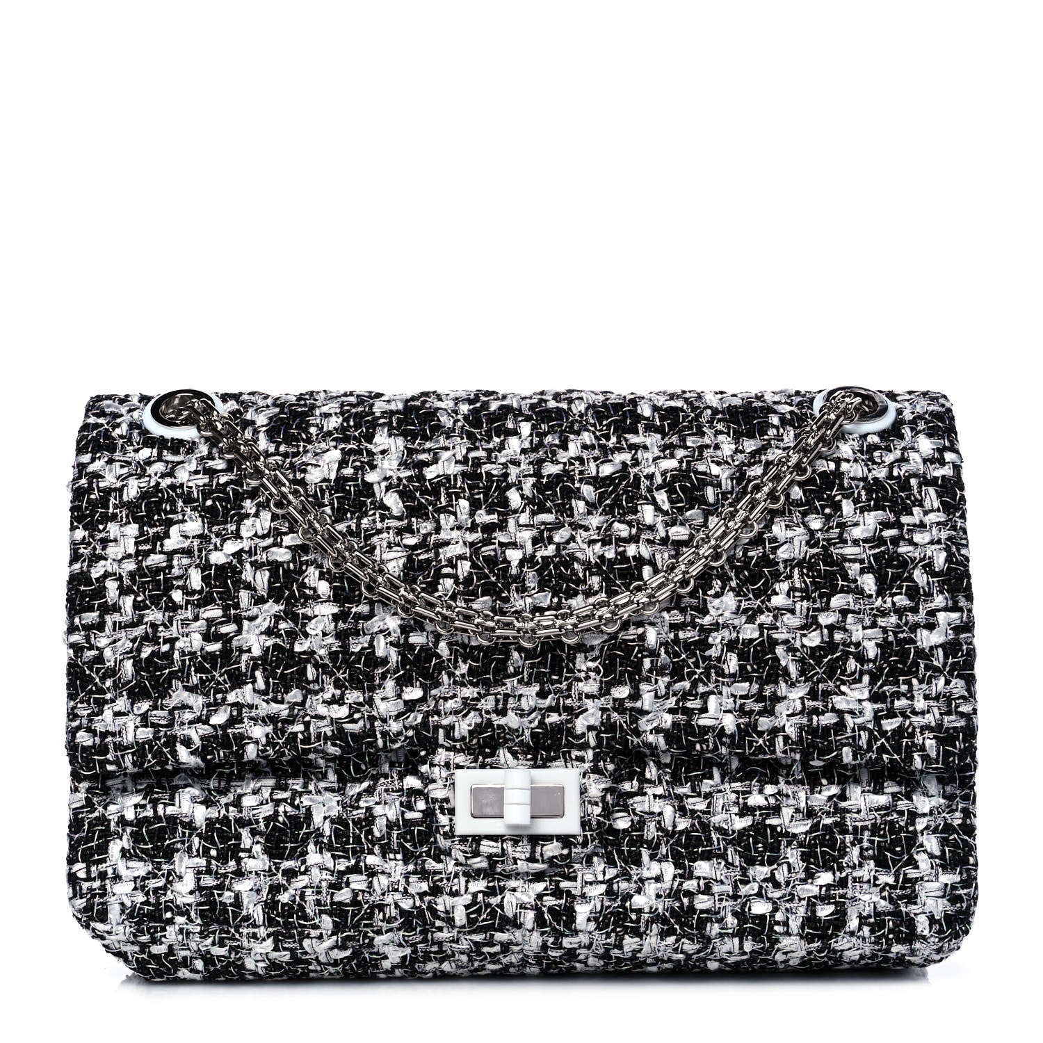 Chanel Tweed 2.55 Reissue 226 Flap Black White 1 of 8