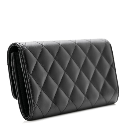 Chanel Lambskin Quilted Pearl CC Medium Chanel Flap Wallet Black 3 of 9