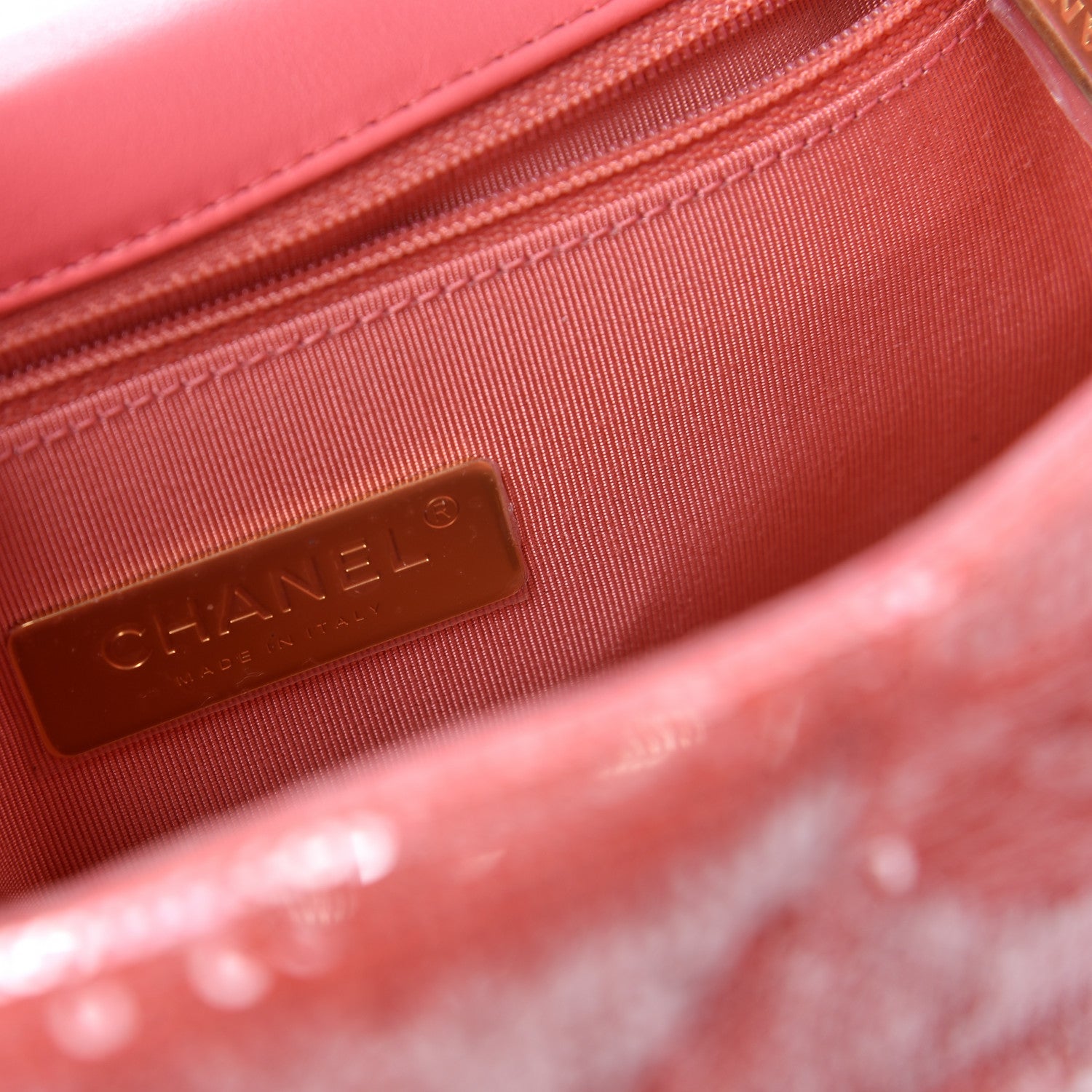 Chanel Sequin Quilted Medium Chanel 19 Flap Coral 8 of 10