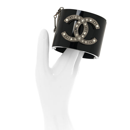 Chanel Resin Crystal CC Cuff Black 2 of 4