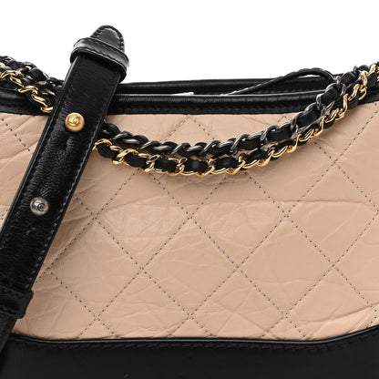 Chanel Aged Calfskin Quilted Small Gabrielle Hobo Beige Black 7 of 9