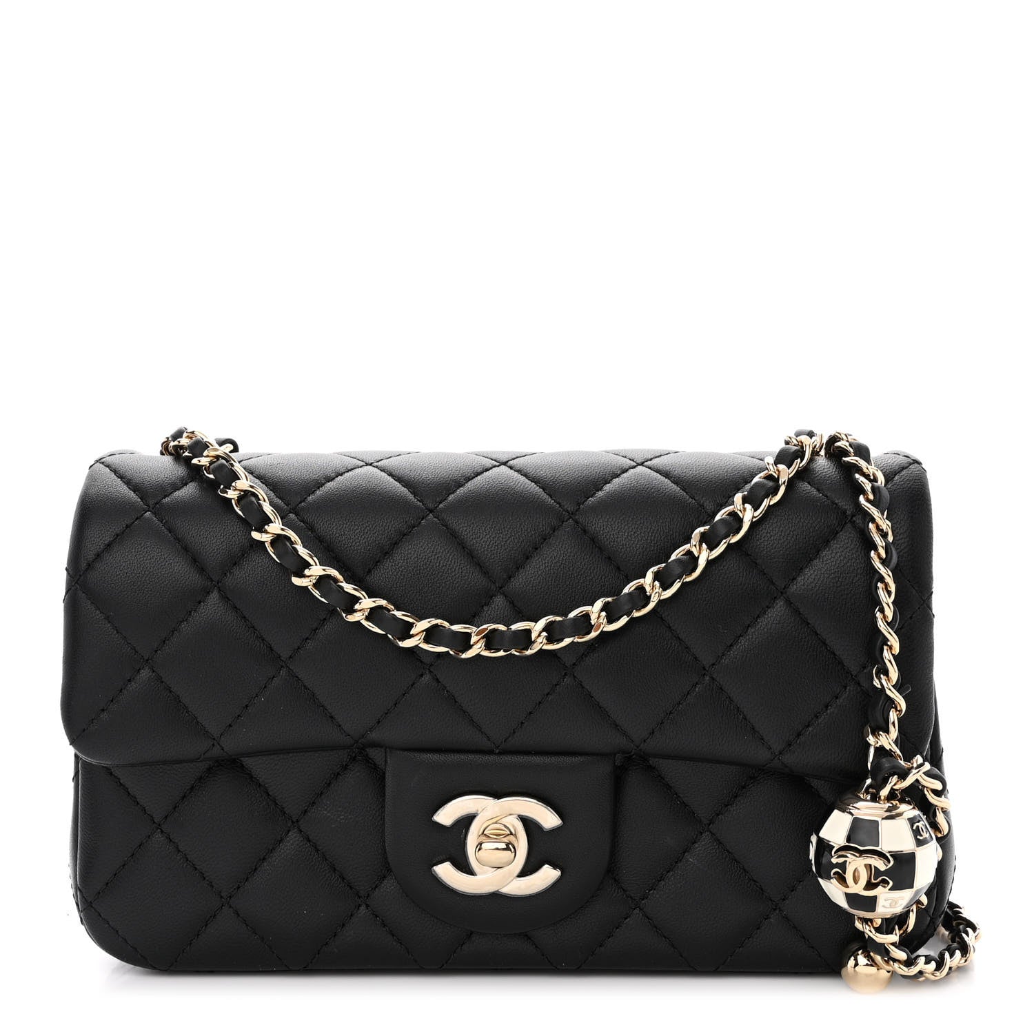 Chanel Lambskin Quilted Enamel Mini Rectangular Pearl Crush Flap Black 1 of 12