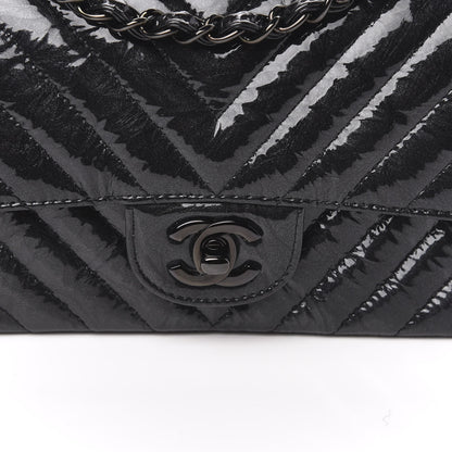Chanel Patent Metallic Crumpled Calfskin Chevron Quilted Mini Rectangular Flap So Black 10 of 11