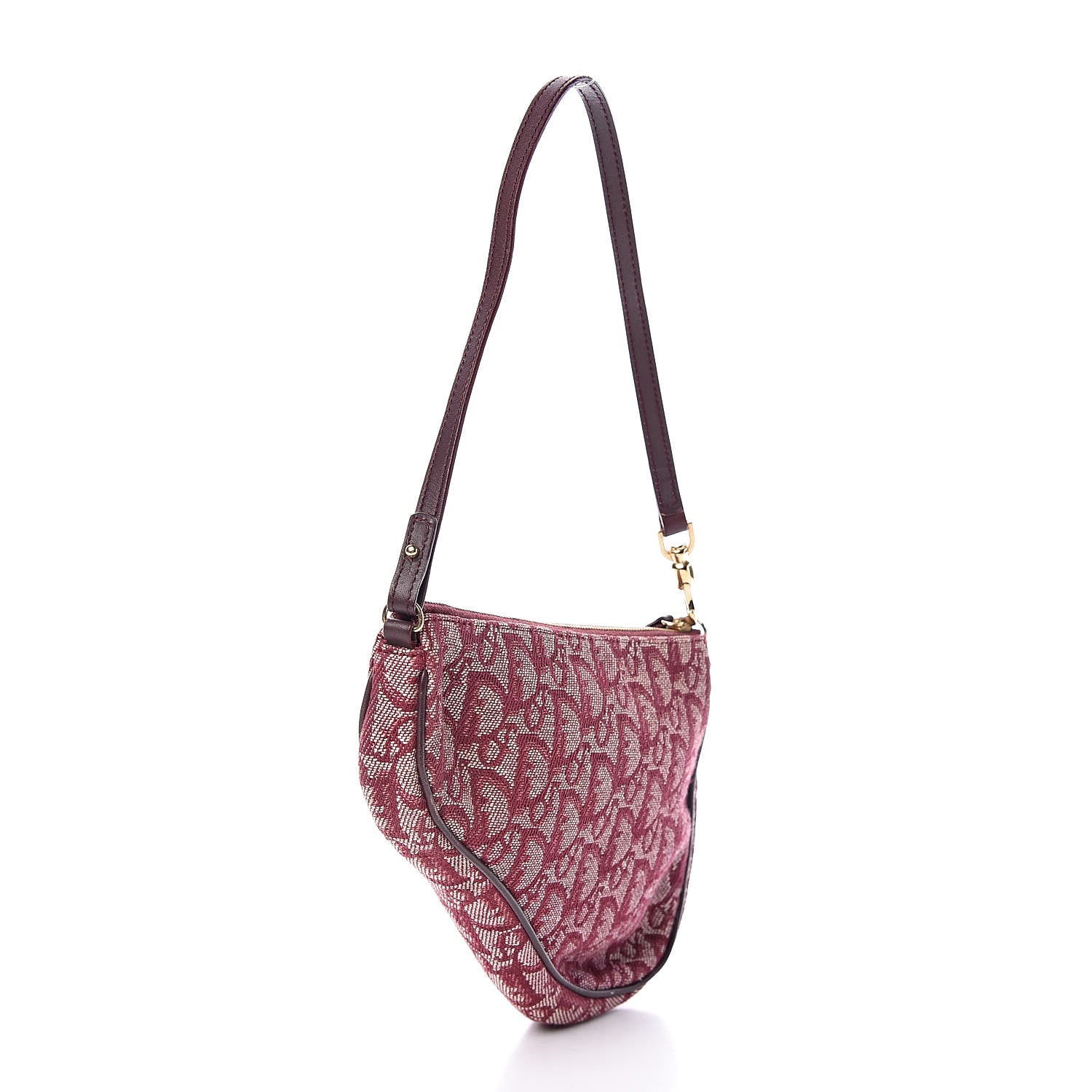 Christian Dior Monogram Mini Saddle Pochette Burgundy 3 of 12