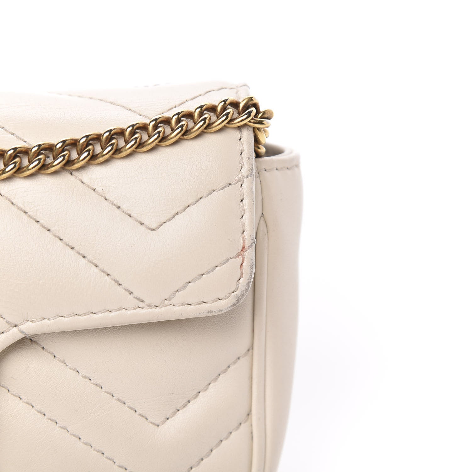 Gucci Calfskin Matelasse Super Mini GG Marmont Shoulder Bag White 12 of 17
