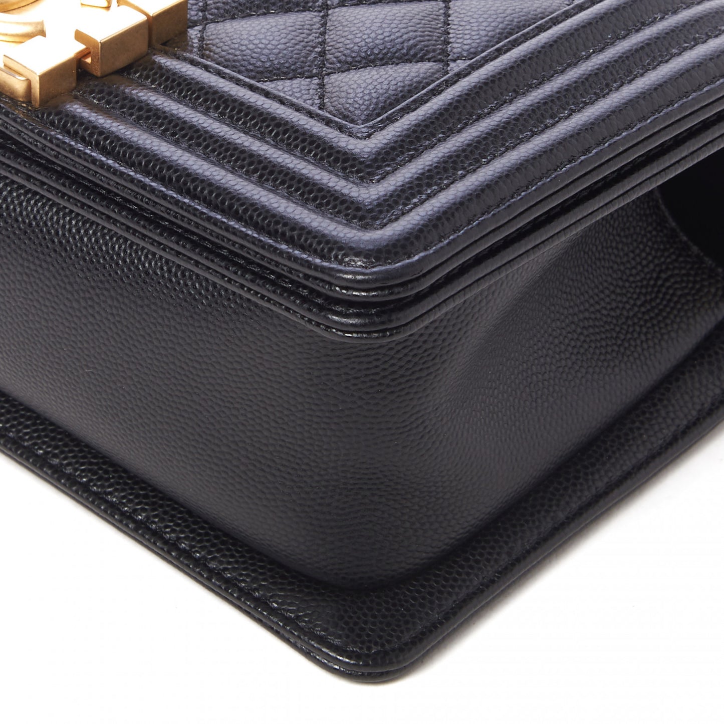 Caviar Quilted Small Boy Flap Black