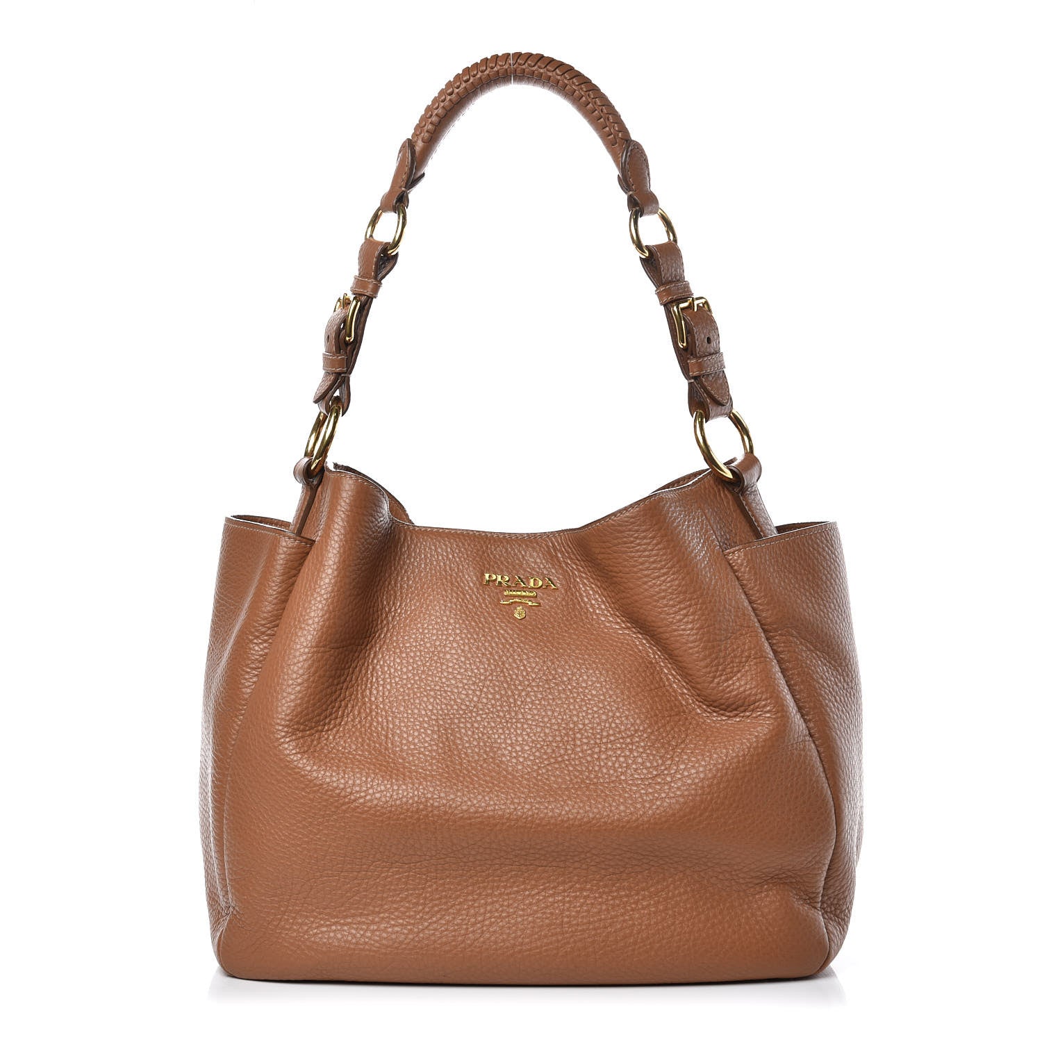 Prada Vitello Daino Side Pocket Hobo Cuoio 1 of 12
