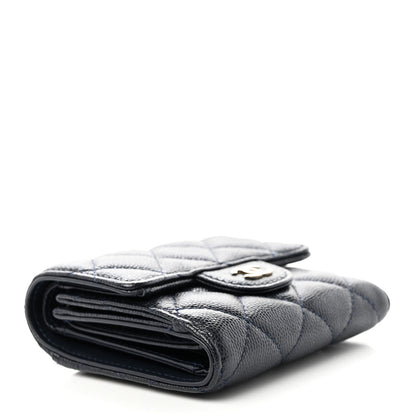 Chanel Caviar Quilted Compact Flap Wallet Navy 4 of 16