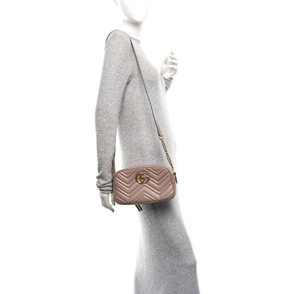 Gucci Calfskin Matelasse Small GG Marmont Chain Shoulder Bag Porcelain Rose 2 of 12