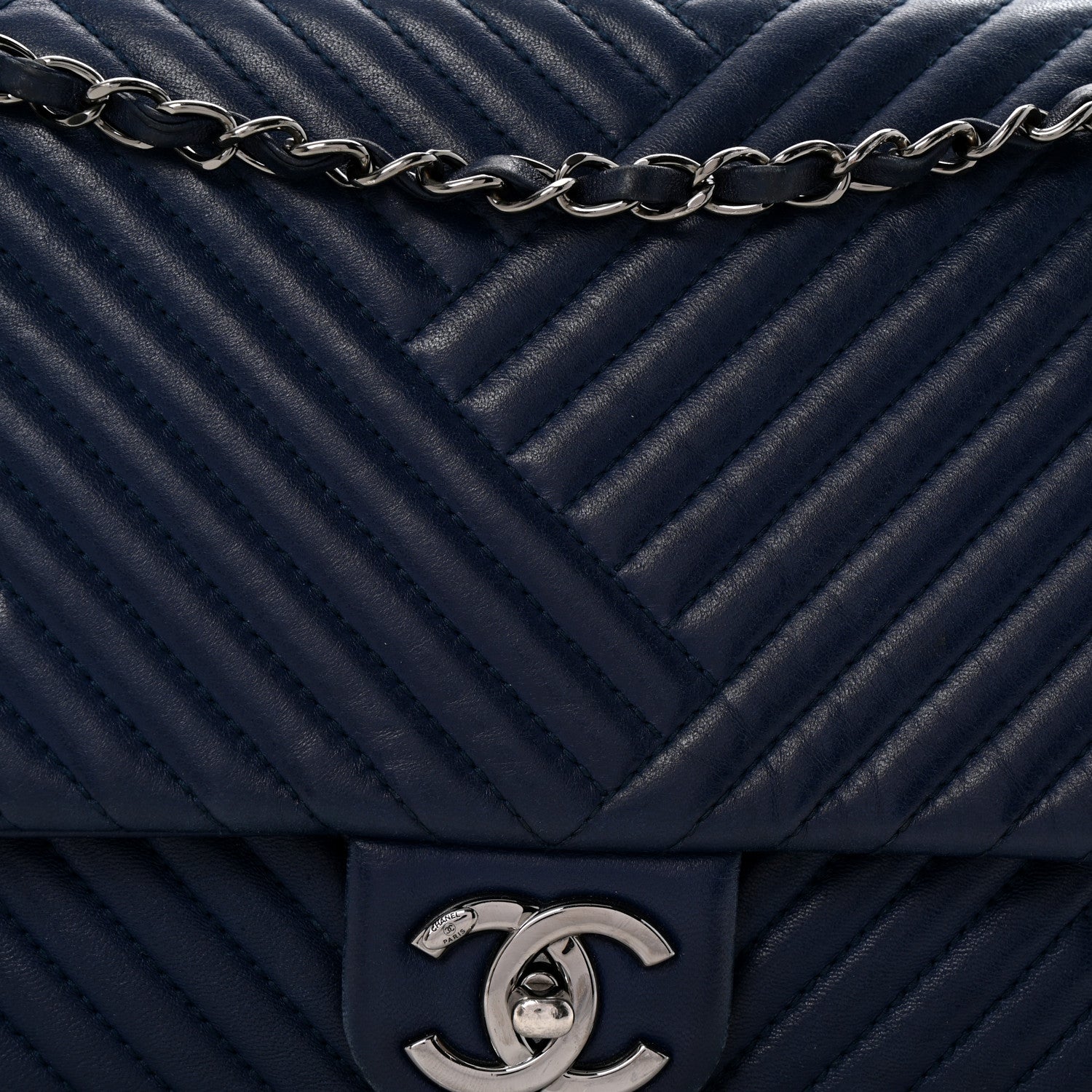 Chanel Lambskin Quilted Large CC Crossing Flap Navy 1654519
