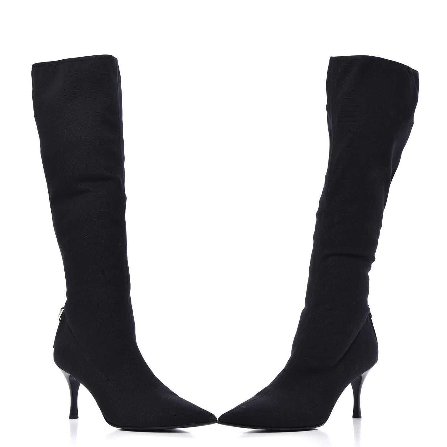 Canvas D Ring Tall Boots 38 Black