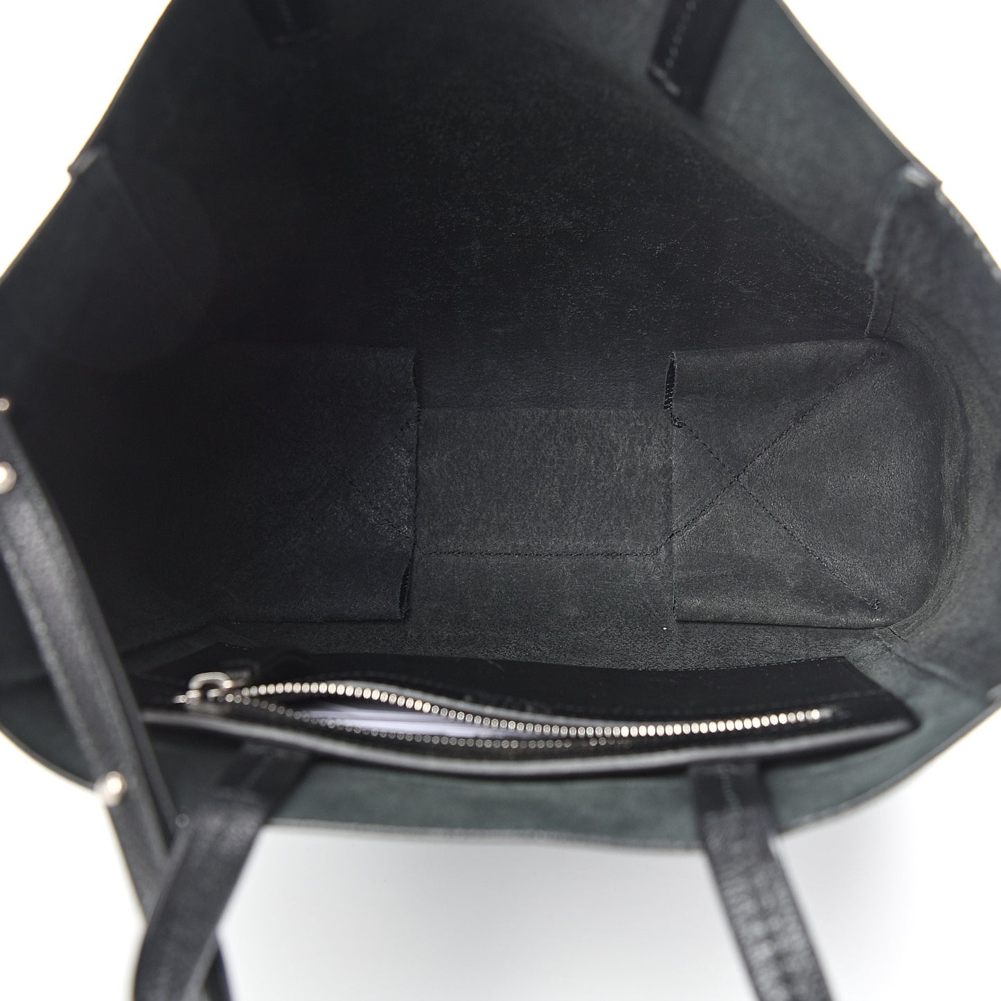 Grained Calfskin Small Vertical Cabas Black
