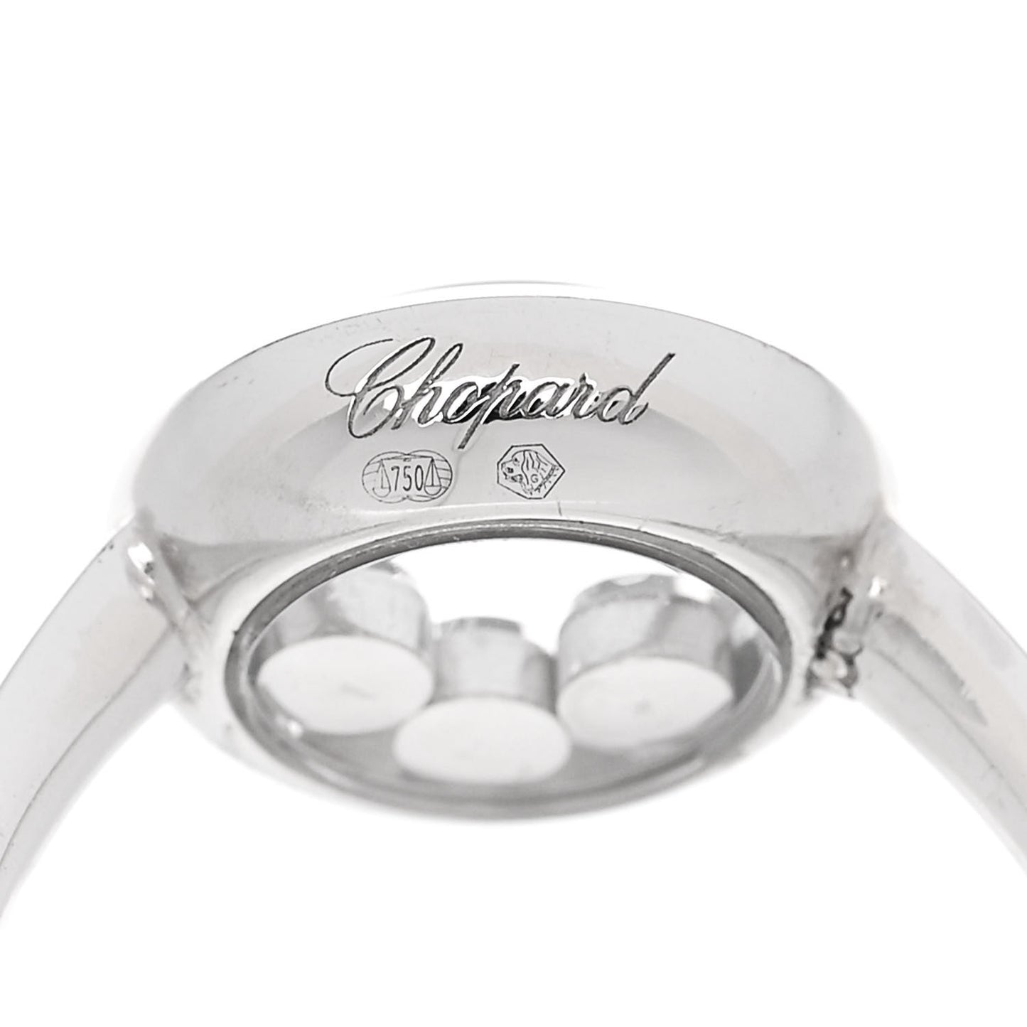 18K White Gold 3 Happy Diamond Icons Ring 48 4.5