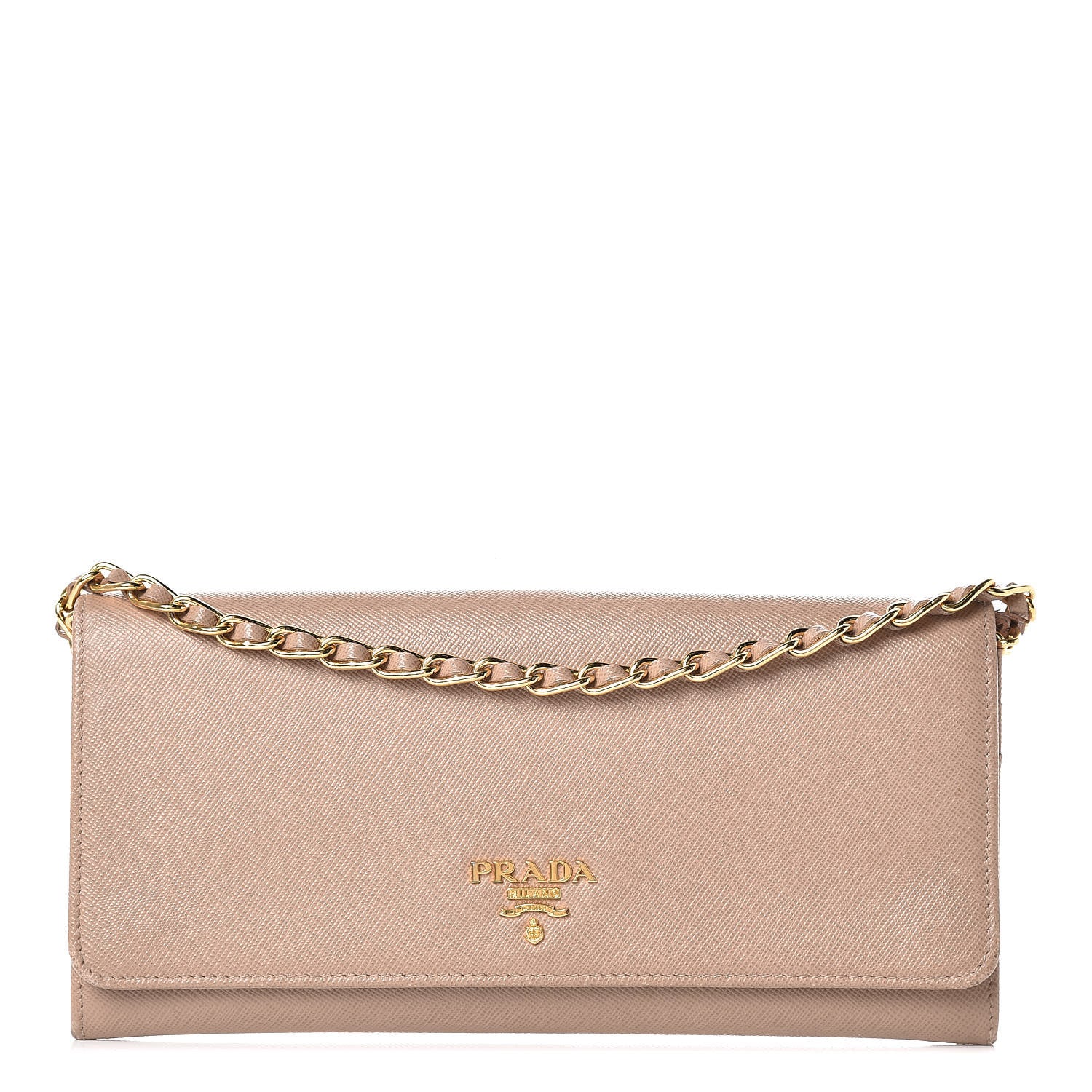 Prada Saffiano Metal Oro Chain Wallet Cammeo 1 of 12