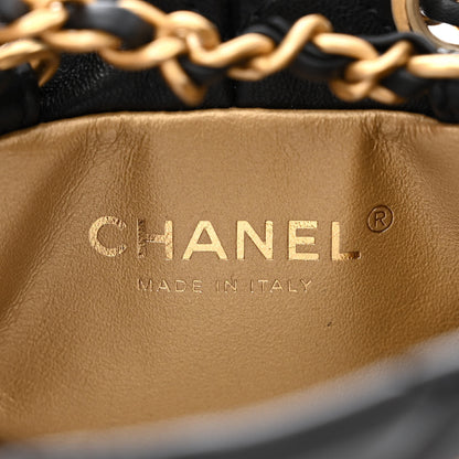 Chanel Lambskin Quilted Pearl Crush Drawstring Bag Black 6 of 11