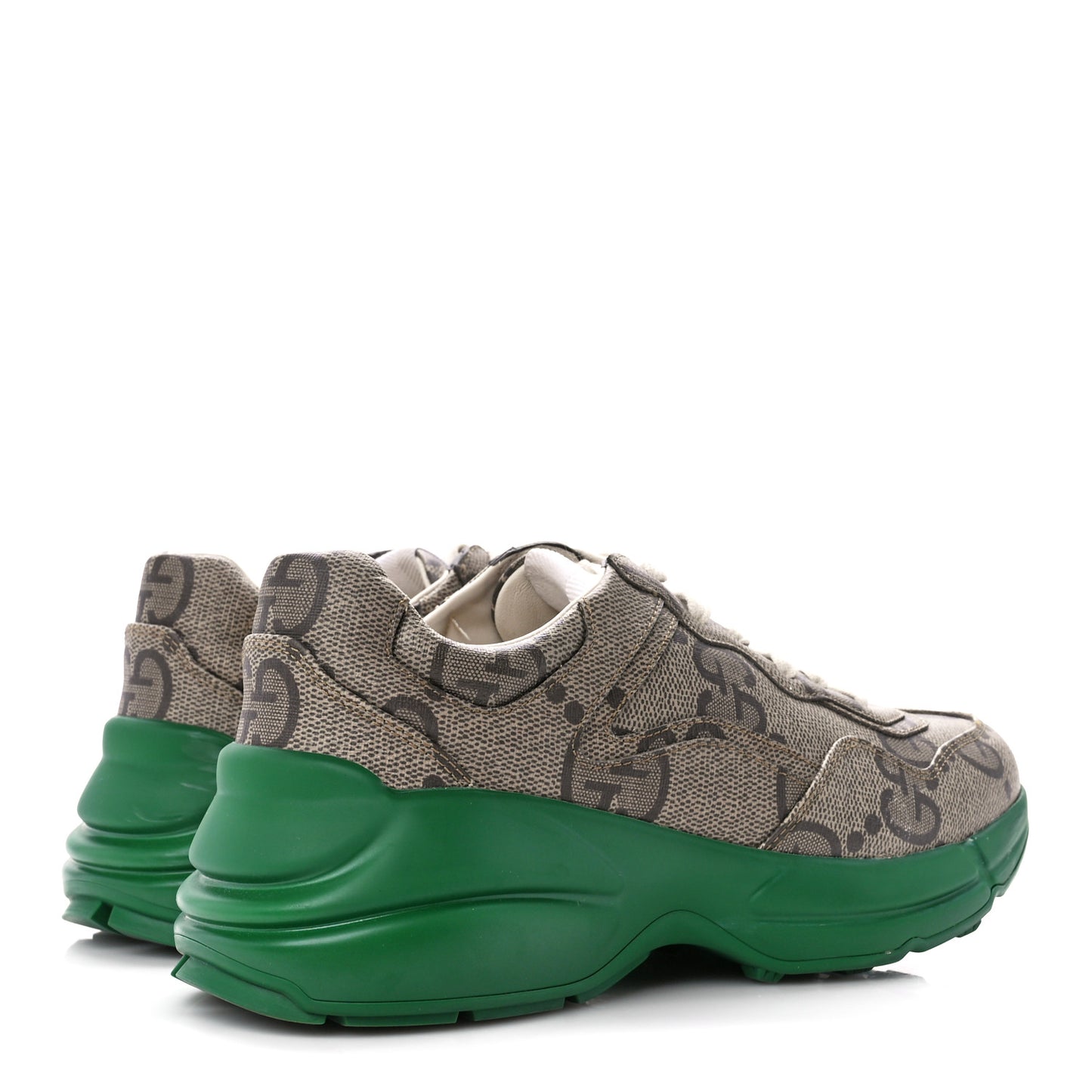Maxi GG Supreme Monogram Gucci 100 Womens Rhyton Sneakers 37 Beige Ebony Green