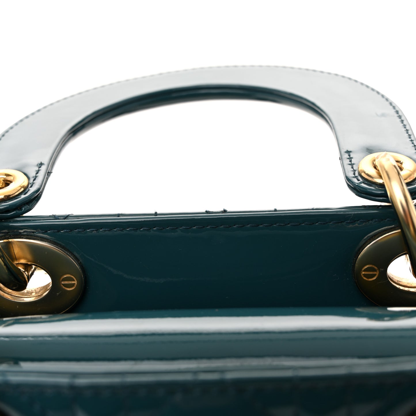 Patent Cannage Small Lady Dior Turquoise