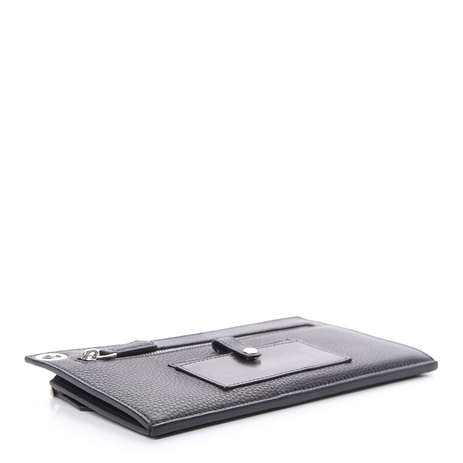 Fendi Cuoio Romano Glazed Fabric FF 1974 Mini Flat Pouch Black 4 of 8