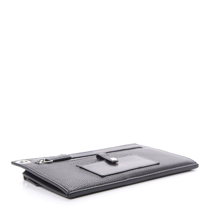 Fendi Cuoio Romano Glazed Fabric FF 1974 Mini Flat Pouch Black 4 of 8