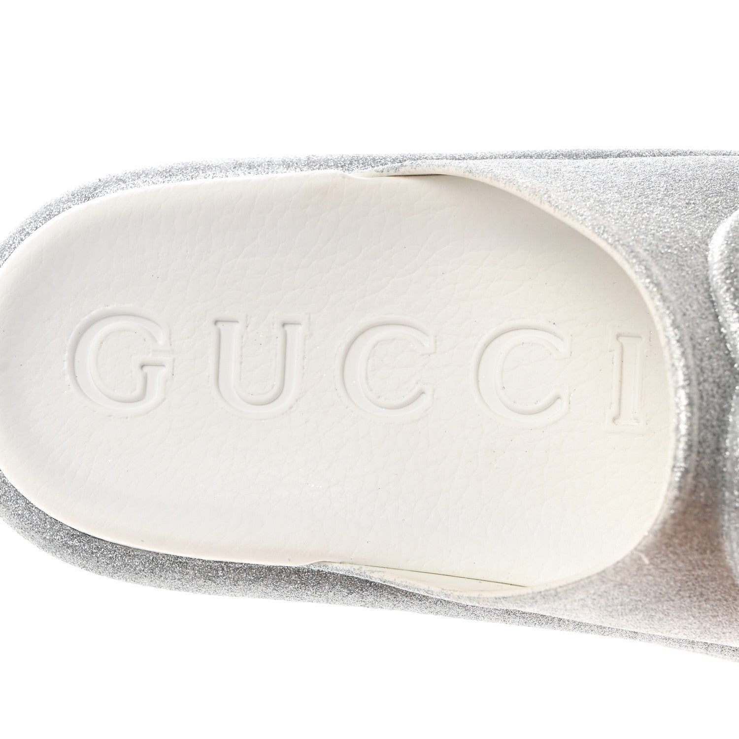 Gucci Glitter Rubber Womens Interlocking G Platform 42mm Slide Sandals 37 Silver 6 of 9
