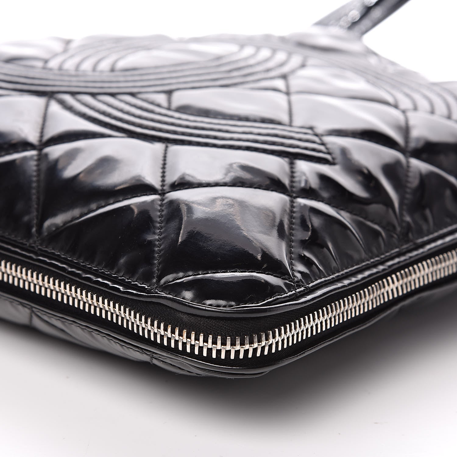 Chanel Patent Quilted Expandable CC Shoping Tote Black 9 of 13