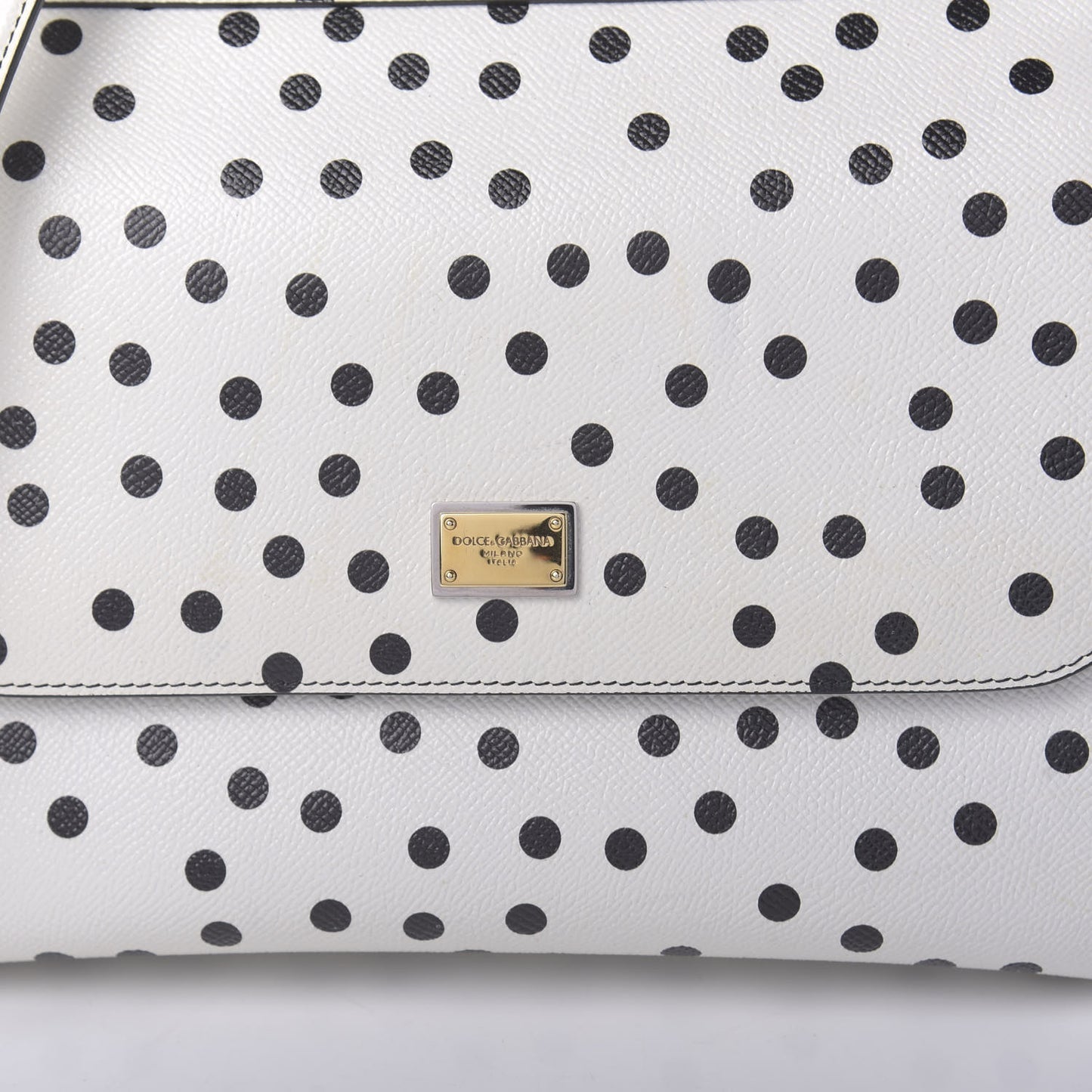 Vitello Polka Dot Medium Miss Sicily Satchel White