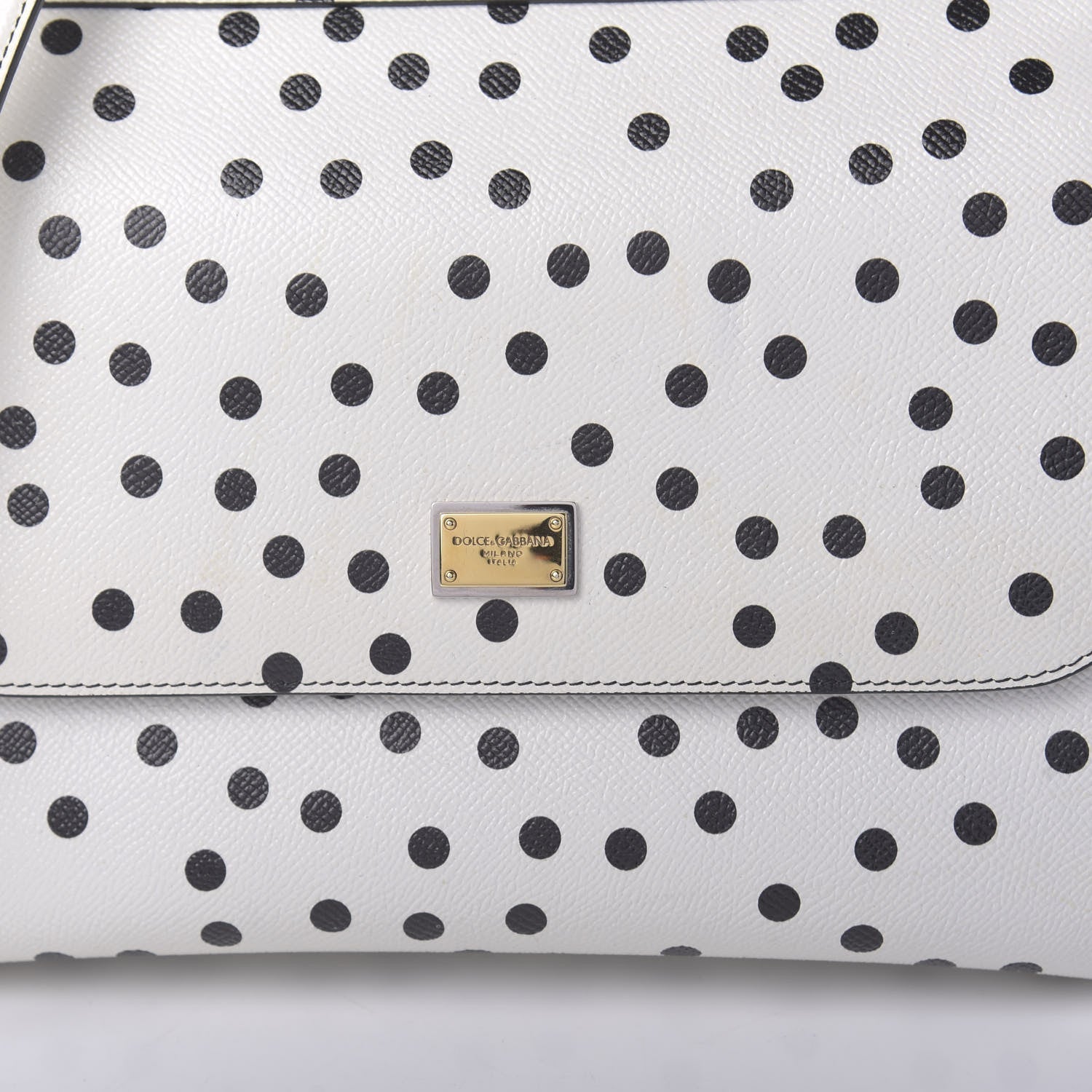 Dolce & Gabbana Vitello Polka Dot Medium Miss Sicily Satchel White 9 of 9