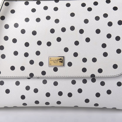 Dolce & Gabbana Vitello Polka Dot Medium Miss Sicily Satchel White 9 of 9