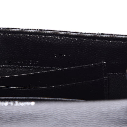 Saint Laurent Grain De Poudre Matelasse Chevron Small Monogram Envelope Wallet Black 8 of 12