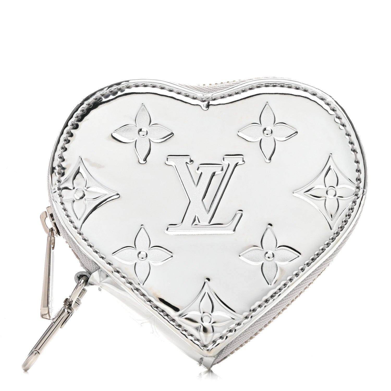 Louis Vuitton Monogram Mirror Heart Coin Purse Silver 1 of 7