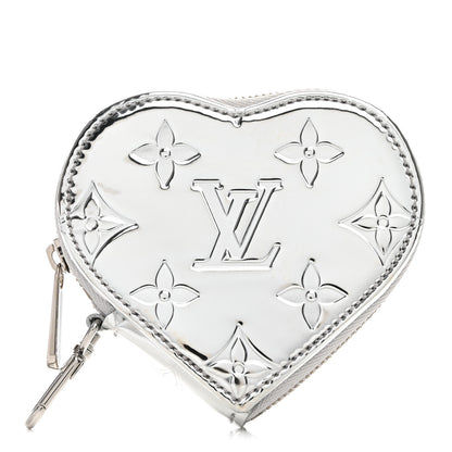 Louis Vuitton Monogram Mirror Heart Coin Purse Silver 1 of 7