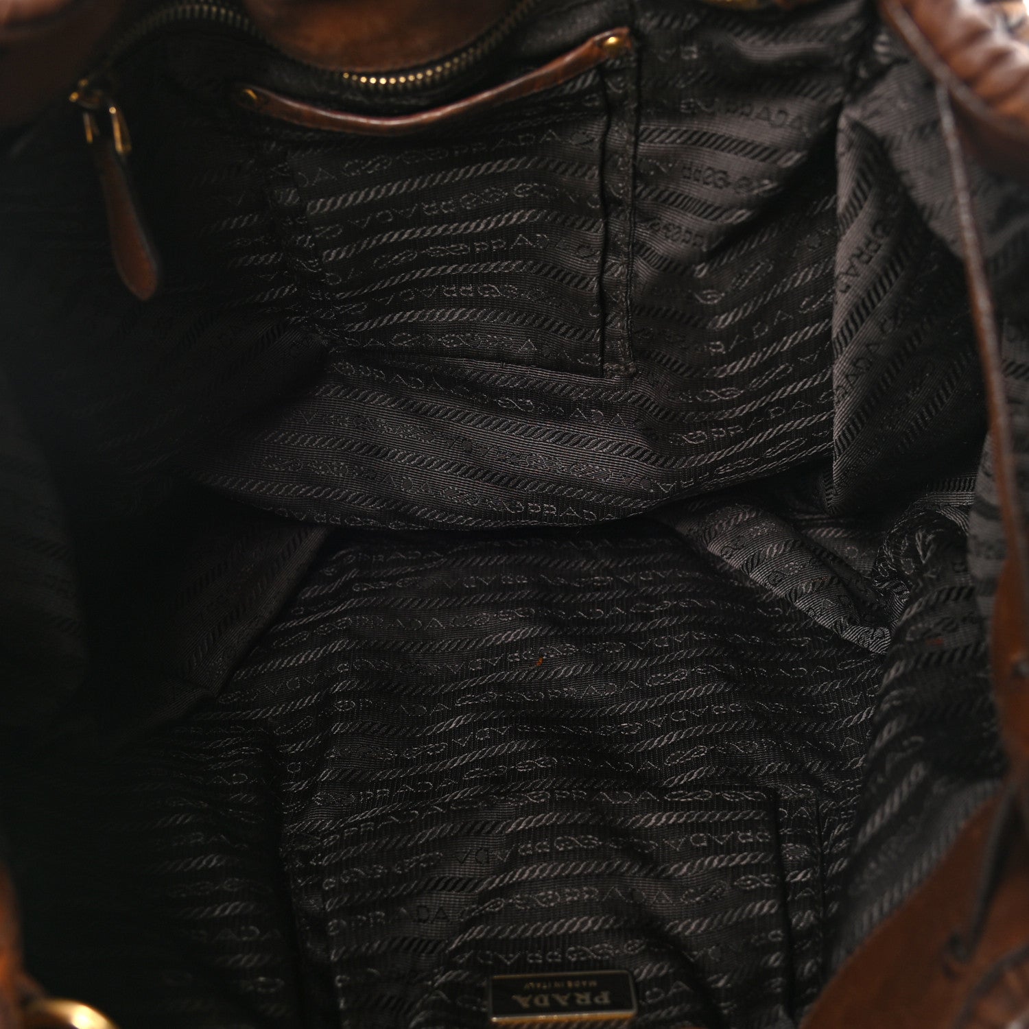 Prada Nappa Chevron Braided Drawstring Bag Brown 6 of 9