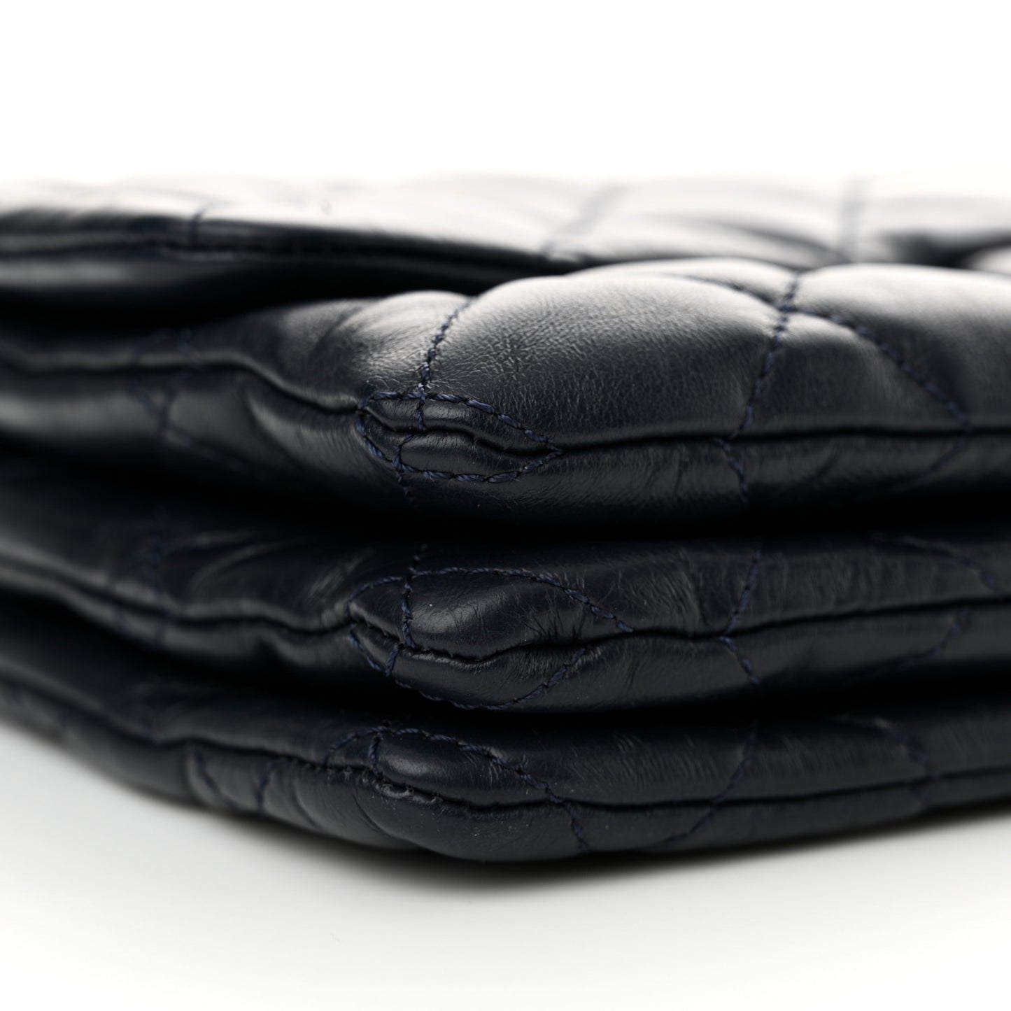 Lambskin Quilted Medium Pillow Crush Flap Navy