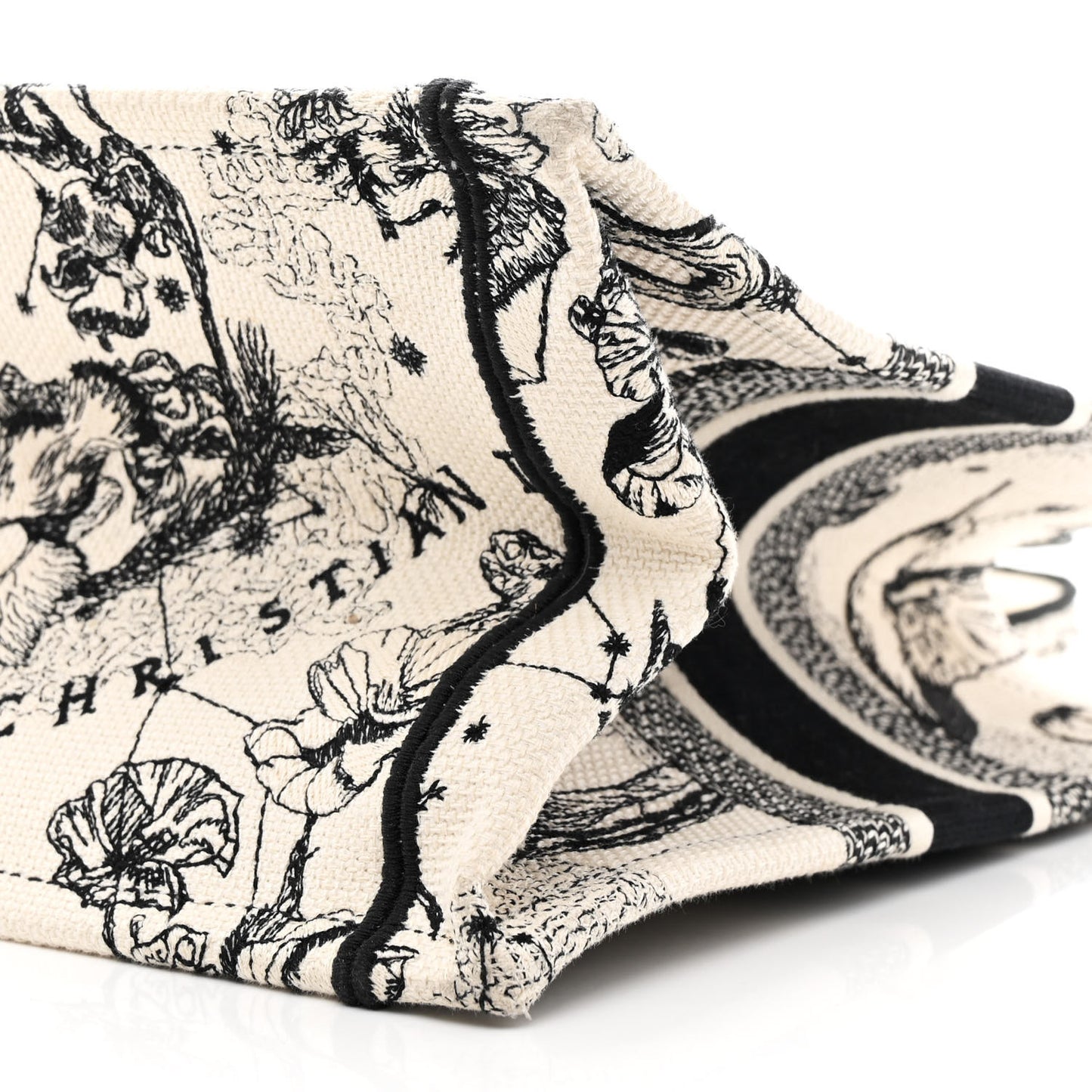 Canvas Zodiac Toile De Jouy Embroidered Medium Book Tote Latte