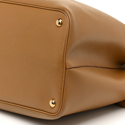 Prada Saffiano Cuir Large Double Bag Caramel Fuoco 9 of 19