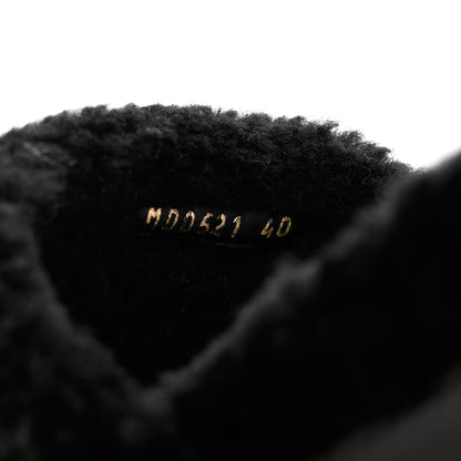 Christian Dior Shearling Canvas Lurex Embroidered Dway 10mm Slide Sandals 40 Black Natural 6 of 10