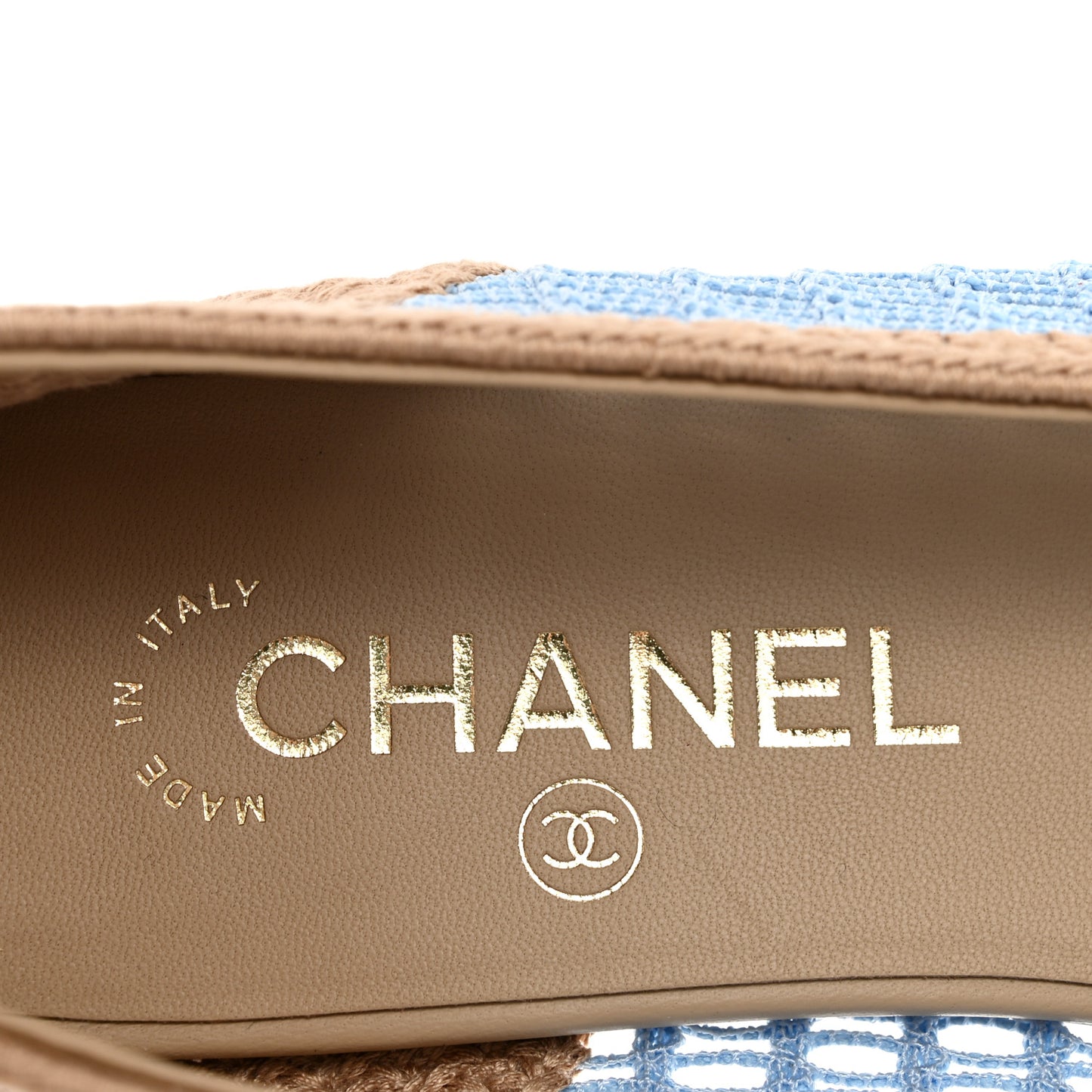 Raffia CC Cap Toe Ballerina Flats 38.5 Blue Beige