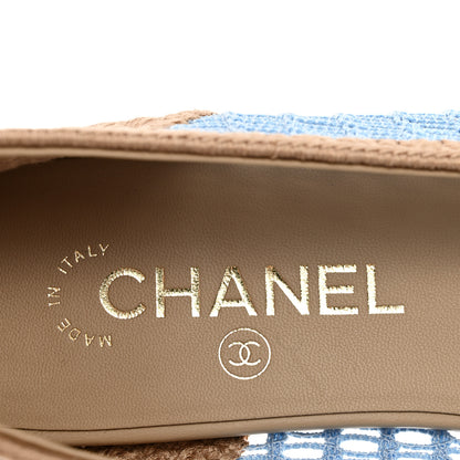 Chanel Raffia CC Cap Toe Ballerina Flats 38.5 Blue Beige 8 of 9