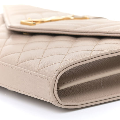 Saint Laurent Grain De Poudre Mixed Matelasse Triquilt Monogram Chain Wallet Dark Beige 8 of 11