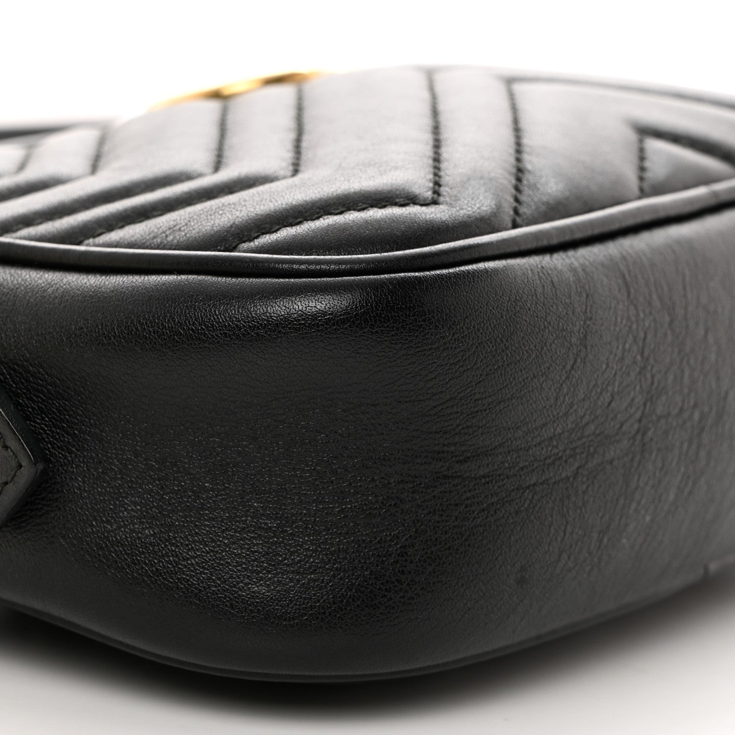 Gucci Calfskin Matelasse Mini GG Marmont Chain Shoulder Bag Black 9 of 12