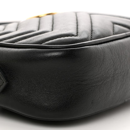 Gucci Calfskin Matelasse Mini GG Marmont Chain Shoulder Bag Black 9 of 12