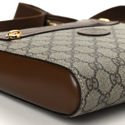 Gucci GG Supreme Monogram Azalea Calfskin Retro Interlocking G Flat Messenger Bag Beige Ebony Brown Sugar 8 of 9